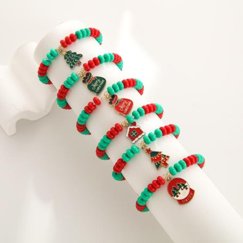 acrilico pulseira, with liga de zinco, feito à mão, aleatoriamente enviado & Design de Natal & unissex & esmalte, comprimento Aprox 7 inchaltura, vendido por PC