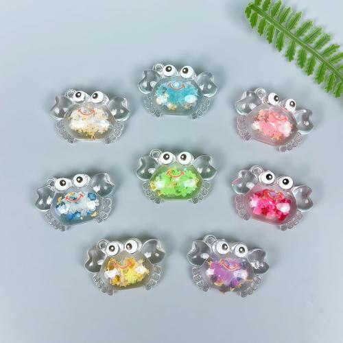 Akryl Häng, Krabba, epoxi klistermärke, slumpmässigt skickade & DIY & luminated, blandade färger, 20x30x9mm, Säljs av PC