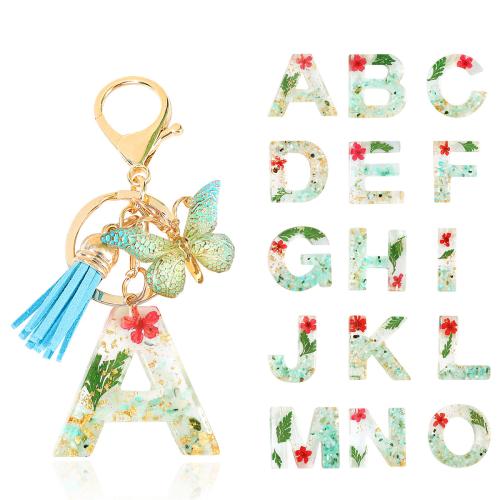 Key Chain, Krystal, med Zinc Alloy, Alfabet bogstav, forskellige stilarter for valg & for kvinde, Solgt af PC