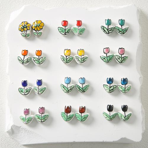 Porceliano Juvelyrika Karoliukai, Porcelianas, Gėlė, Pasidaryk pats, daugiau spalvų pasirinkimas, beads length 10-15mm, Pardavė PC