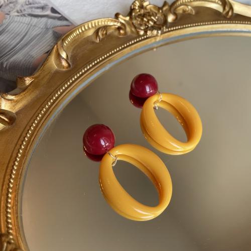 Pryskyřice Drop náušnice, s Zinek, Geometrický vzor, módní šperky & pro ženy, 35x60mm, Prodáno By Pair