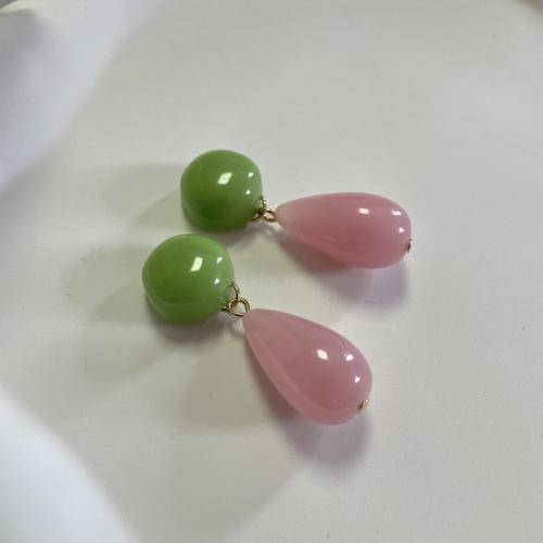 Zinc Alloy Drop Earring, med Resin, Teardrop, Vintage & for kvinde, 15x40mm, Solgt af par