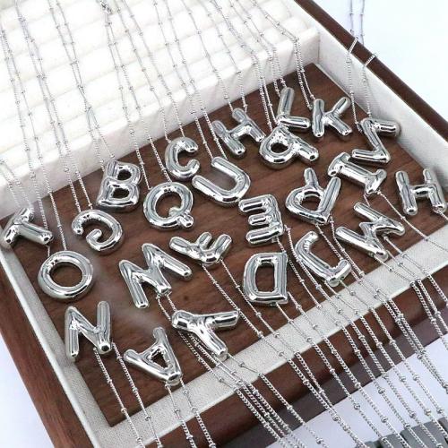 laiton collier, Lettre d’alphabet, Placage de couleur platine, styles différents pour le choix & pour femme, Longueur Environ 17.7 pouce, Vendu par PC