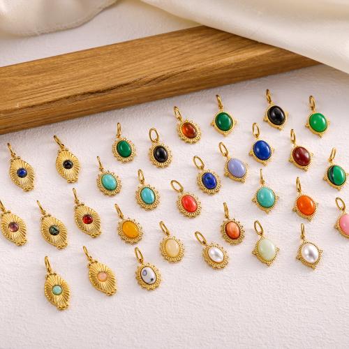 Pendants Gemstone Jewelry, 304 Cruach dhosmálta, le Gemstone, dath an óir plated, DIY, dathanna níos mó le haghaidh rogha, Díolta De réir PC