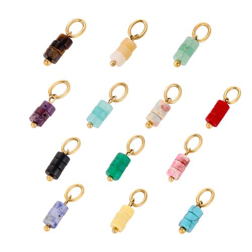 Gemstone Pendants Jewelry 304 Stainless Steel with Natural Stone gold color plated DIY Sold By PC