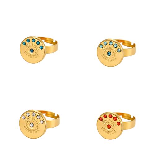 Stainless Steel Finger Ring 304 Stainless Steel with Natural Stone gold color plated fashion jewelry Sold By PC