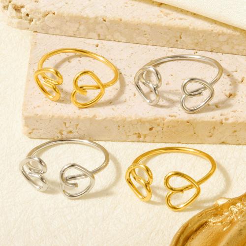 Rustfrit stål fingre Ringe, 304 rustfrit stål, Heart, forgyldt, for kvinde, flere farver til valg, inner diameter:17~20mm, Solgt af PC