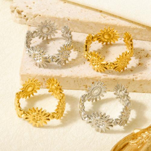 Edelstahl Ringe, 304 Edelstahl, Sonnenblume, plattiert, Einstellbar & für Frau, keine, inner diameter:17~20mm, verkauft von PC