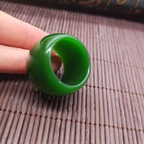 Gemstone prst prsten, Hetian Jade, módní šperky, zelený, inner diameter is approximately 22-23mm, Prodáno By PC