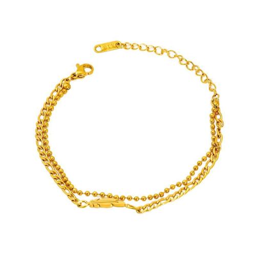 Bijoux bracelet en acier inoxydable, Acier inoxydable 304, Plaqué or 18K, Double couche & bijoux de mode & pour femme, Vendu par PC