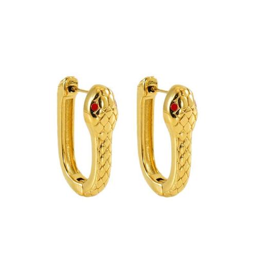 Rostfritt stål spaken bakåt Earring, 304 rostfritt stål, Snake, 18K guldpläterad, mode smycken & för kvinna & emalj, Säljs av Par