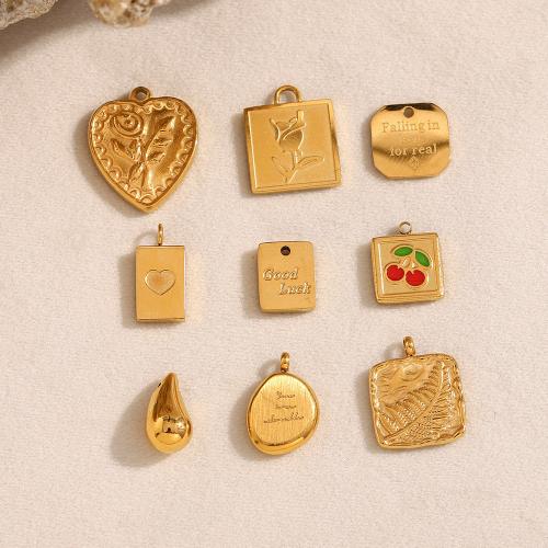Bijoux pendentifs en acier inoxydable , Acier inoxydable 304, Plaqué or 18K, DIY & styles différents pour le choix & émail, Vendu par PC
