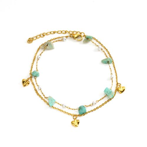 Bijoux bracelet en acier inoxydable, Acier inoxydable 304, Plaqué or 18K, Double couche & différents matériaux pour le choix & pour femme, Vendu par PC