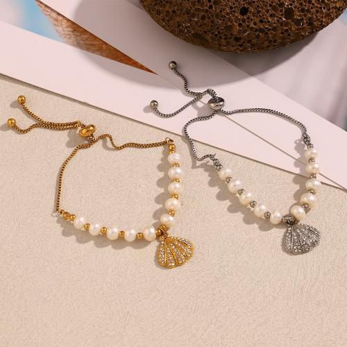 Roestvrij staal armbanden, 304 roestvrij staal, met Plastic Pearl, plated, mode sieraden & voor vrouw, meer kleuren voor de keuze, Verkocht door PC