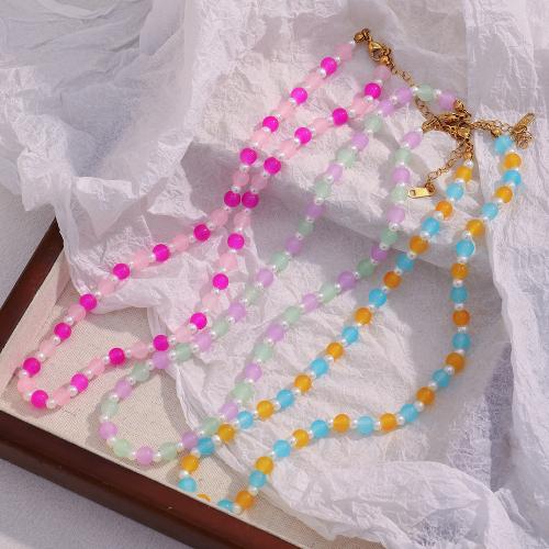 Acrylic Necklace 304 Stainless Steel with Acrylic handmade fashion jewelry & for woman Sold By PC