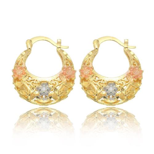 Laiton Leverback boucle d'oreille, Placage de couleur d'or, bijoux de mode & pour femme & creux, Vendu par paire
