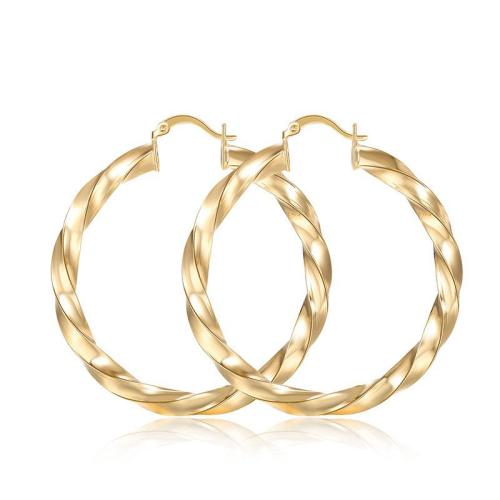Messing Hoop Earring, 18K forgyldt, mode smykker & for kvinde, Solgt af par