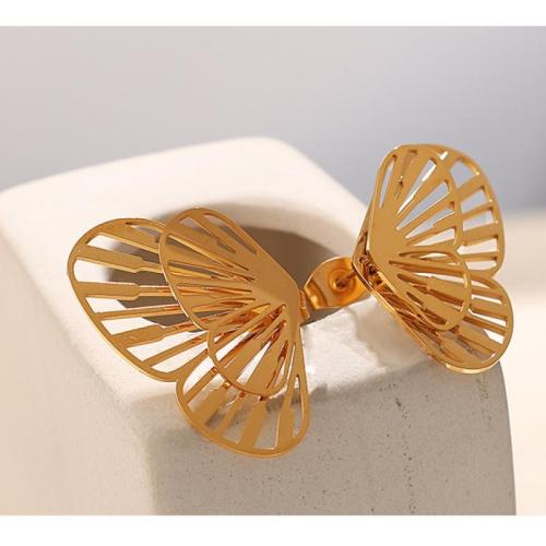 Boucle d'oreille Acier Titane, Placage de couleur d'or, bijoux de mode, doré, Vendu par paire