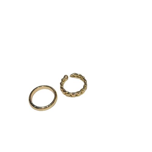 Κράμα ψευδάργυρου Ring Set, Κέλυφος, επιχρυσωμένο, 2 τεμάχια & διαφορετικά στυλ για την επιλογή & για τη γυναίκα, Μέγεθος:6-8, Sold Με Ορισμός