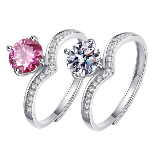 Messing Cuff fingerring, platin farve forgyldt, for kvinde & med rhinestone, flere farver til valg, Størrelse:6-8, Solgt af PC