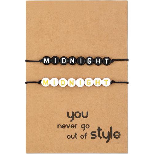 Acrylic Bracelet Set with Polyester Cord handmade Unisex & with letter pattern Length Approx 6-10 Inch Sold By Set