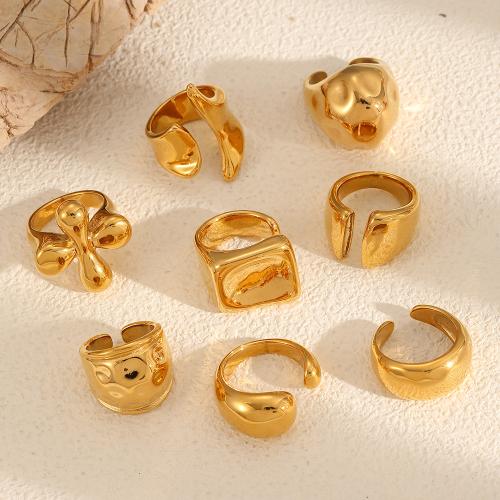 Anillo de dedo de acero inoxidable, acero inoxidable 304, chapado en color dorado, Joyería, dorado, Vendido por UD
