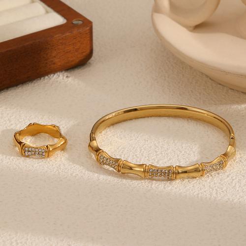 Strass Stainless Steel Jewelry Set, 304 roestvrij staal, gold plated, mode sieraden & verschillende stijlen voor de keuze & met strass, gouden, Verkocht door PC