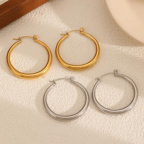 Férfi Stainless Steel Hoop fülbevaló, 304 rozsdamentes acél, arany színű aranyozott, divat ékszerek, több színt a választás, Által értékesített pár
