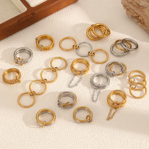 Vinger Ring in edelstaal, 304 roestvrij staal, gold plated, mode sieraden & met strass, meer kleuren voor de keuze, Verkocht door PC