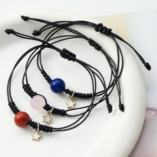 Fashion Create Wax Cord Bracelets with Natural Stone & Zinc Alloy plated Adjustable & fashion jewelry & Unisex 140/ Sold By Strand