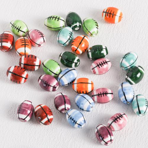 Porzellan Schmuckperlen, Rugby-Ball, DIY, keine, 13x17mm, 100PCs/Tasche, verkauft von Tasche