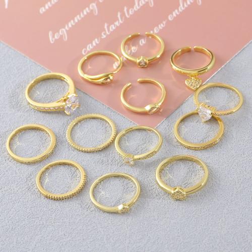 Kubinis cirkonis Žalvaris Finger žiedas, Žalvarinis, su Kubinių Zirconia, aukso spalva padengtas, unisex & skirtingo dydžio pasirinkimo & įvairių stilių pasirinkimas, Pardavė PC