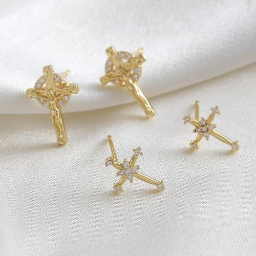Cilindrata Zircone Orecchini in ottone micro pavimenta, placcato oro vero, stili diversi per la scelta & Micro spianare cubic zirconia & per la donna, Venduto da coppia