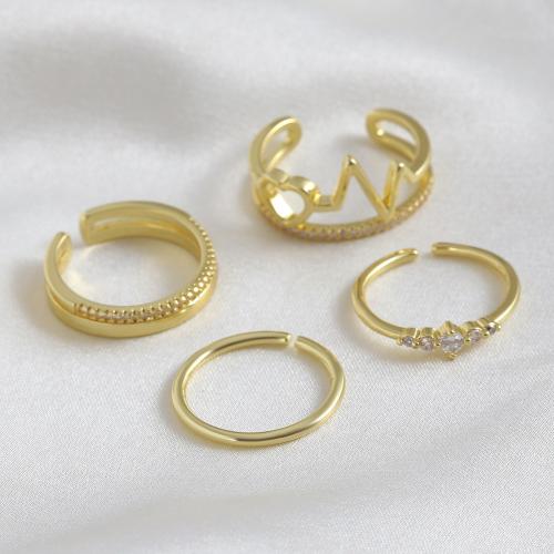 Kubisk Zircon Mässing Finger Ring, guldfärg pläterade, olika stilar för val & micro bana cubic zirconia & för kvinna, Säljs av PC