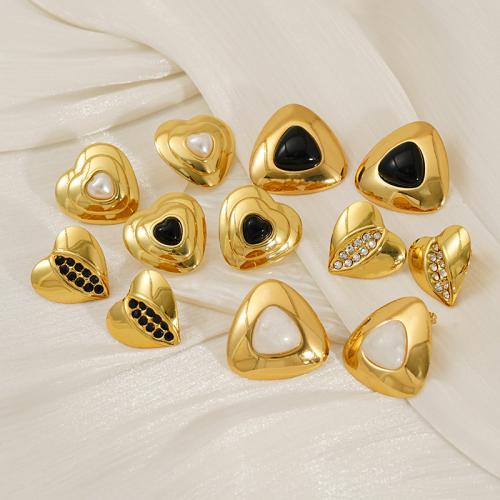 Orecchini in acciaio inossidabile, 304 acciaio inox, with resina, Placcato oro 18K, gioielli di moda & stili diversi per la scelta & per la donna, nessuno, Venduto da coppia