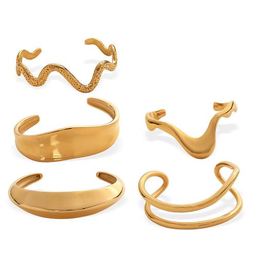 Nerūdijančio plieno Bangle, 304 Nerūdijantis plienas, aukso spalva padengtas, Bižuterijos & įvairių stilių pasirinkimas & moters, Pardavė PC
