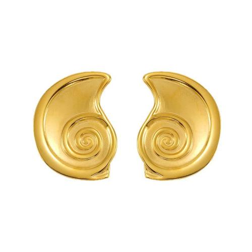 Stainless Steel Stud fülbevaló, 304 rozsdamentes acél, Kagyló, 18K aranyozott, divat ékszerek & a nő, Által értékesített pár