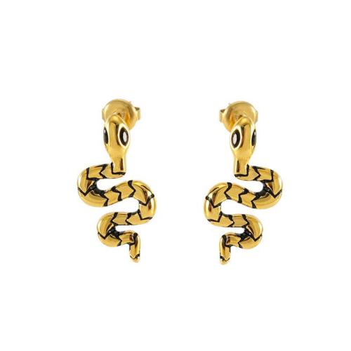 Cruach dhosmálta Graí Earrings, 304 Cruach dhosmálta, le Crystal, Nathair, 18K ór plátáilte, jewelry faisin & do bhean & cruan, Díolta De réir Péire