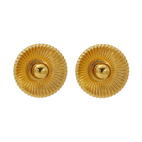 Stainless Steel Stud Earrings 304 Stainless Steel with Cubic Zirconia 18K gold plated fashion jewelry & for woman Sold By Pair