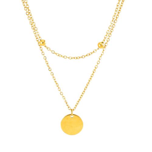 Stainless Steel Jewelry Necklace 304 Stainless Steel 18K gold plated Double Layer & fashion jewelry & for woman Sold By PC