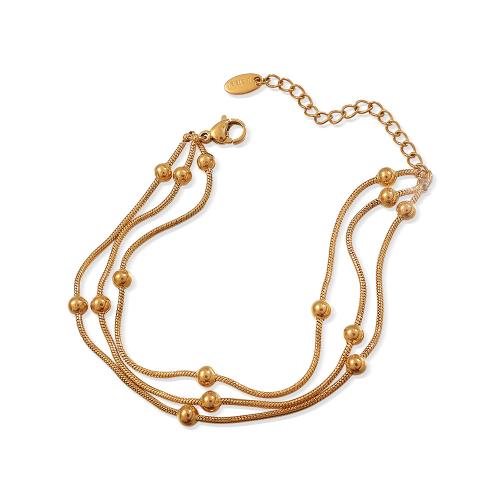 Bijoux bracelet en acier inoxydable, Acier inoxydable 304, Plaqué or 18K, trois couches & bijoux de mode & pour femme, Vendu par PC