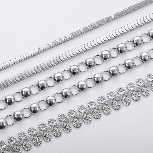 Rozsdamentes acélból készült ékszerek Chain, 304 rozsdamentes acél, galvanizált, DIY & különböző méretű a választás & különböző stílusokat a választás, az eredeti szín, 1m/Bag, Által értékesített Bag