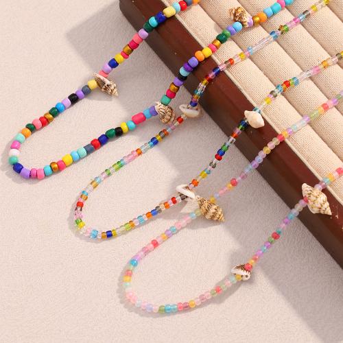 Colar de acrílico, Aço inoxidável 304, with strass acrílico & concha, feito à mão, joias de moda & Vario tipos a sua escolha & para mulher, multi colorido, vendido por PC