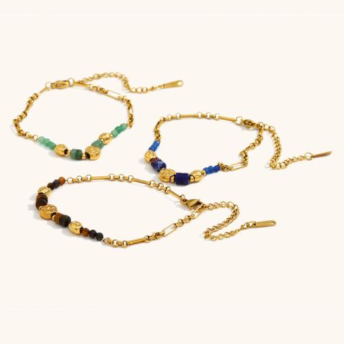 Gemstone Bracciali, 304 acciaio inox, with Pietra naturale, Placcato oro 18K, gioielli di moda & materiali diversi per la scelta & per la donna, Venduto da PC