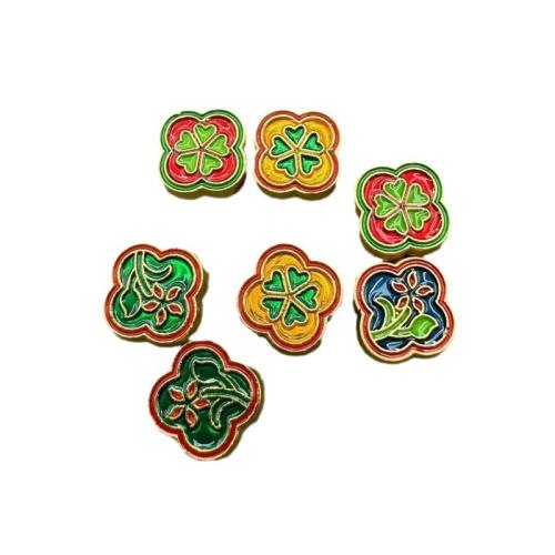 Zinklegering Flower Kralen, Zinc Alloy, Four Leaf Clover, plated, DIY & glazuur, meer kleuren voor de keuze, 12x12mm, 100pC's/Bag, Verkocht door Bag