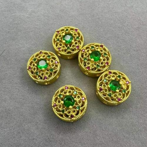 Ihåliga mässing pärlor, med Harts STRASS, guldfärg pläterade, DIY, gyllene, nickel, bly och kadmium gratis, 11x11mm, 100PC/Bag, Säljs av Bag