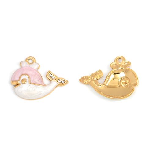 Roestvrij staal Animal Hangers, 304 roestvrij staal, Dolfijn, gold plated, DIY & micro pave zirconia & glazuur, meer kleuren voor de keuze, 1pC's/Bag, Verkocht door Bag
