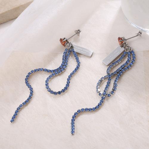 Boucle d'oreille Acier Titane, Placage, bijoux de mode & pavé de micro zircon, plus de couleurs à choisir, Vendu par paire