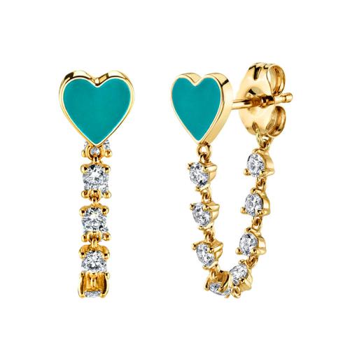 laiton Boucle d'oreille goutte, coeur, Placage de couleur d'or, pour femme & autocollant époxyde & avec strass, plus de couleurs à choisir, 25mm, Vendu par paire