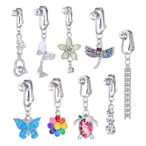 aleación de zinc anillo de vientre, chapado, unisexo & diferentes estilos para la opción & esmalte & con diamantes de imitación, belly ring length 20-50mm, Vendido por UD
